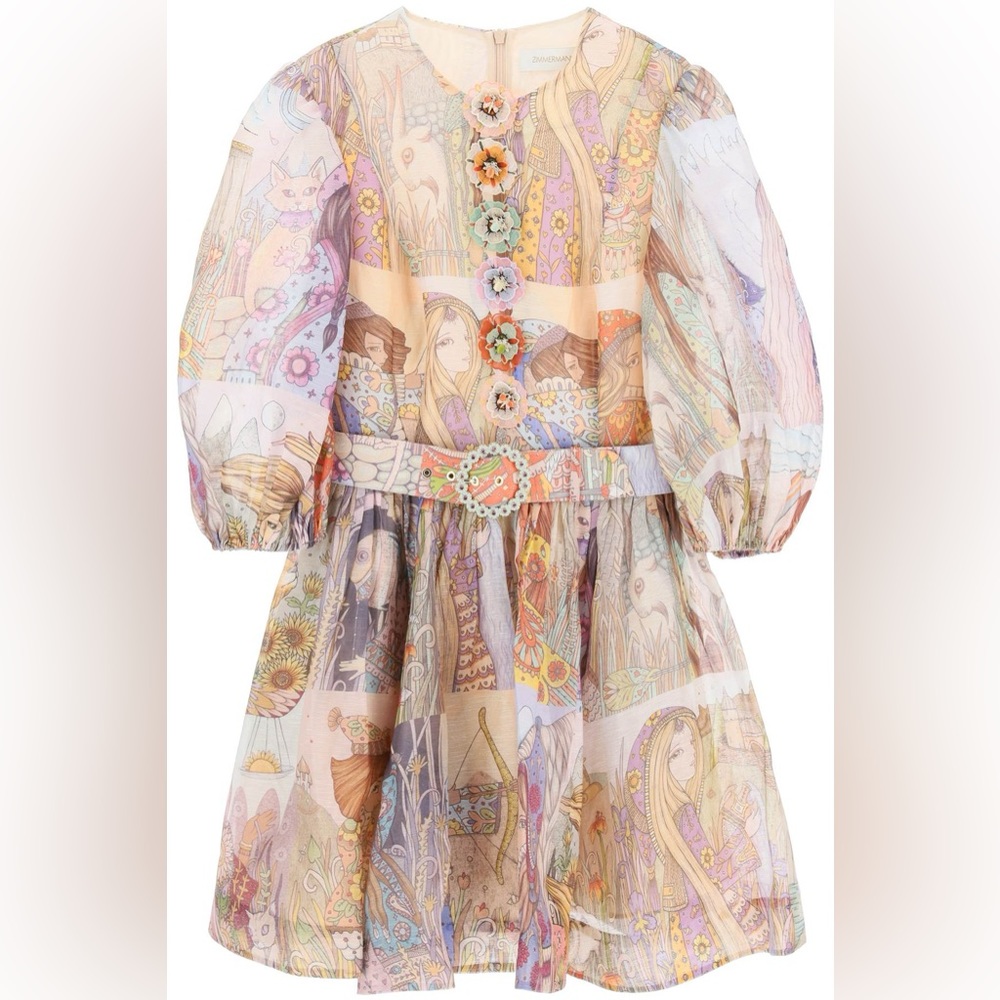 Zimmermann 'kaleidoscope' linen silk mini dress